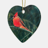 Winterkardinaal in Snowstorm - Verbeterd Keramisch Ornament (Links)