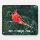 Winterkardinaal in Snowstorm - Verbeterd Muismat (Voorkant)