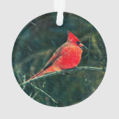 Winterkardinaal in Snowstorm - Verbeterd Ornament (achterkant)