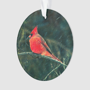 Winterkardinaal in Snowstorm - Verbeterd Ornament