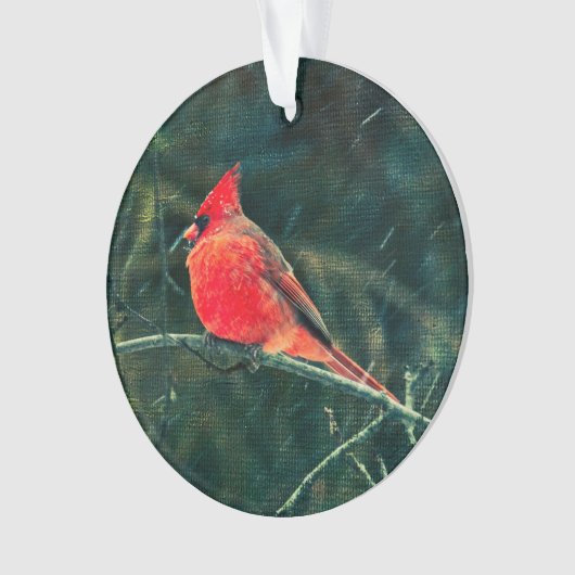 Winterkardinaal in Snowstorm - Verbeterd Ornament (voorkant)
