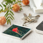 Winterkardinaal in Snowstorm - Verbeterd Sleutelhanger (Zijkant)