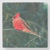 Winterkardinaal in Snowstorm - Verbeterd Stenen Onderzetter (Voorkant)