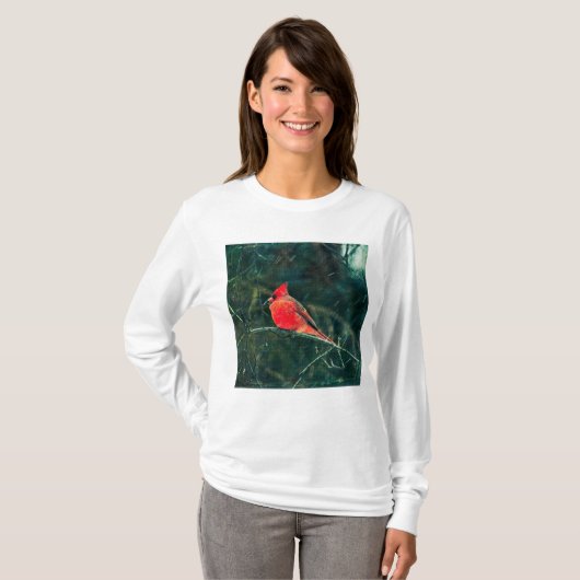 Winterkardinaal in Snowstorm - Verbeterd T-shirt (Voorkant volledig)