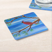 Winterkardinaal Kartonnen Onderzetters (Schuin)