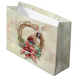 Winterkardinaal met Poinsettia Large Cadeautasje