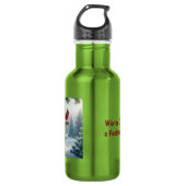 Winterkardinaal op een feestelijk vogelhuisje waterfles  (Voorkant)