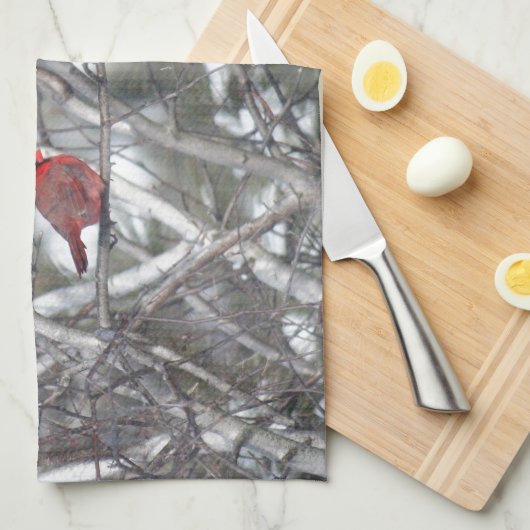 Winterkardinaal Theedoek (Quarter Fold)