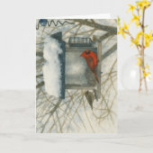 Winterkardinaal Waterverf_2 Kaart (Gele Bloem)