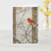 Winterkardinaal Waterverf_4 Kaart (Gele Bloem)