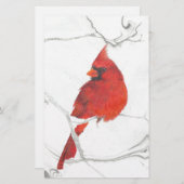 Winterkardinale tekening briefpapier (Voorkant / Achterkant)