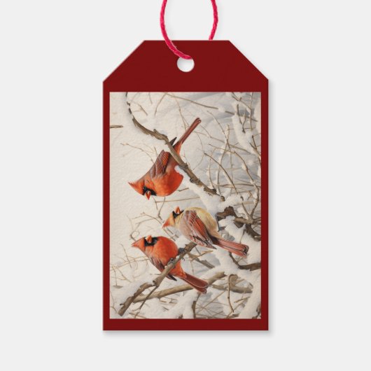 Winterkardinalen Cadeaulabel (Voorkant)