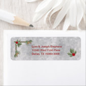 Winterkardinalen en het etiket van het retouradres (Insitu)