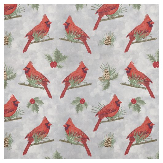 Winterkardinalen en -pennen stof (Swatch)