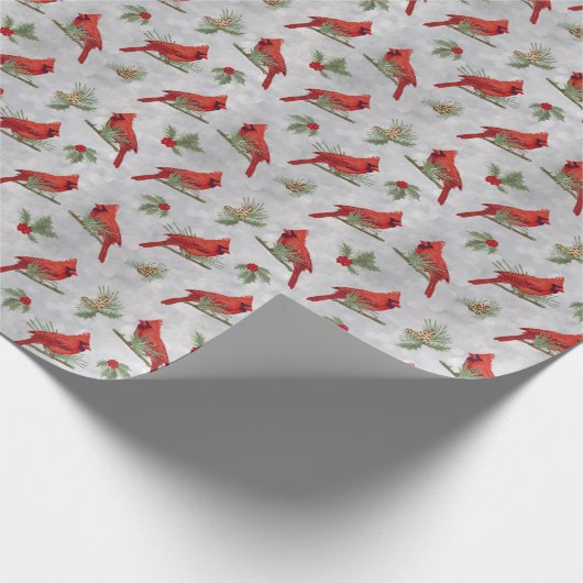 Winterkardinalen en -pijnen cadeaupapier (Hoek)