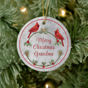 Winterkardinalen en -pijnen keramisch ornament