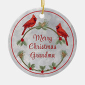 Winterkardinalen en -pijnen keramisch ornament (Voorkant)