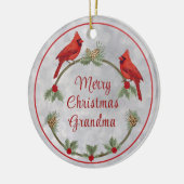 Winterkardinalen en -pijnen keramisch ornament (Links)