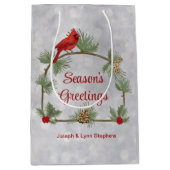 Winterkardinalen en pijnenseeltas medium cadeauzakje (Voorkant)