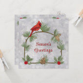 Winterkardinalen en platte Wenskaarten Kaart (Voorkant / Achterkant in situ)