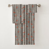 Winterkardinalen in Birch Trees Bad Handdoek (Insitu)