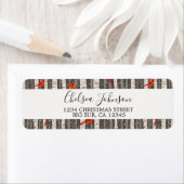 Winterkardinalen in Birch Trees Etiket (Insitu)