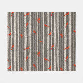 Winterkardinalen in Birch Trees Fleece Deken (Voorkant (Horizontaal))