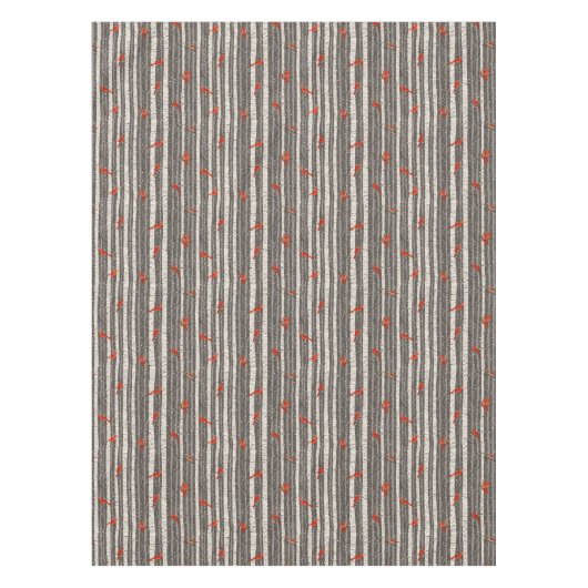 Winterkardinalen in Birch Trees Tafelkleed (Voorkant)