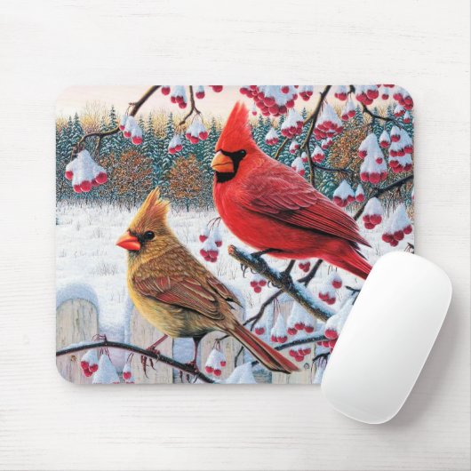 Winterkardinalen Muismat (Met muis)