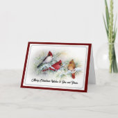 Winterkardinalen Vogels Kerstmis Kaart (Voorkant)