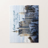 Winterkasteel, psalm 46 1-2 Bijbelvers Legpuzzel (Verticaal)