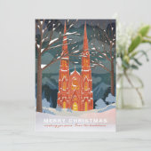 Winterkathedraal geïllustreerd Kerstmis Feestdagenkaart (Staand voorkant)