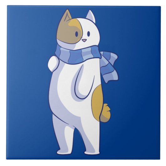 winterkatkeramische tegel tegeltje (Voorkant)