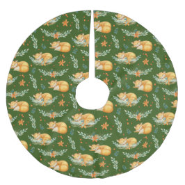 Winterkatoenkerslaapstand Fox Green Kerstboom Rok