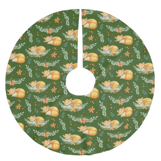 Winterkatoenkerslaapstand Fox Green Kerstboom Rok (Voorkant)