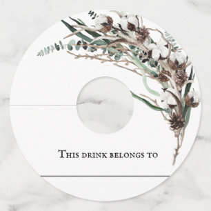 Winterkatoenkerstfeest bruiloft wijnglaslabel