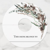 Winterkatoenkerstfeest bruiloft wijnglaslabel (Voorkant)