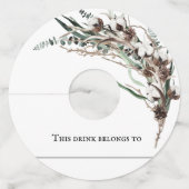 Winterkatoenkerstfeest bruiloft wijnglaslabel (Achterkant)