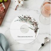 Winterkatoenkerstfeest bruiloft wijnglaslabel