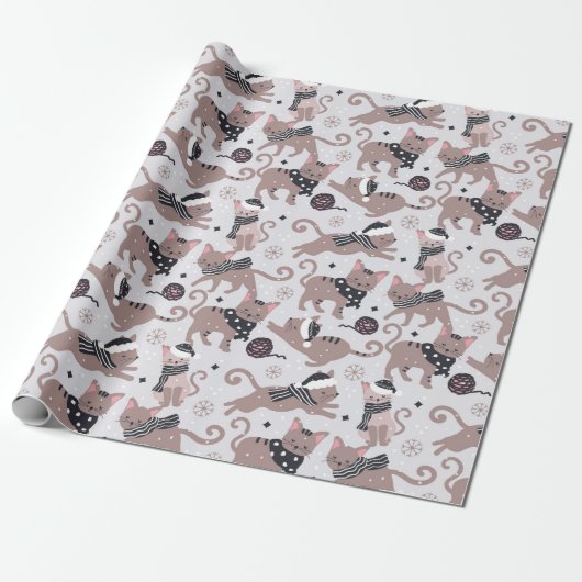 Winterkatten Cadeaupapier (Uitgerold)