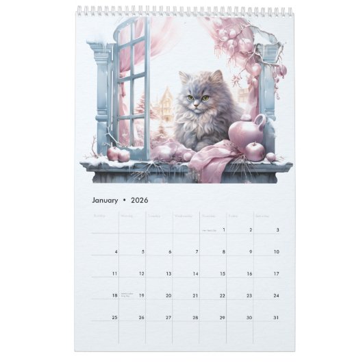 Winterkatten voor de ramen kalender (Jan 2026)