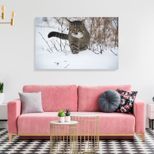 winterkattencanvas canvas afdruk (Insitu (Woonkamer))
