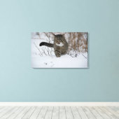 winterkattencanvas canvas afdruk (Insitu (Houten vloer))