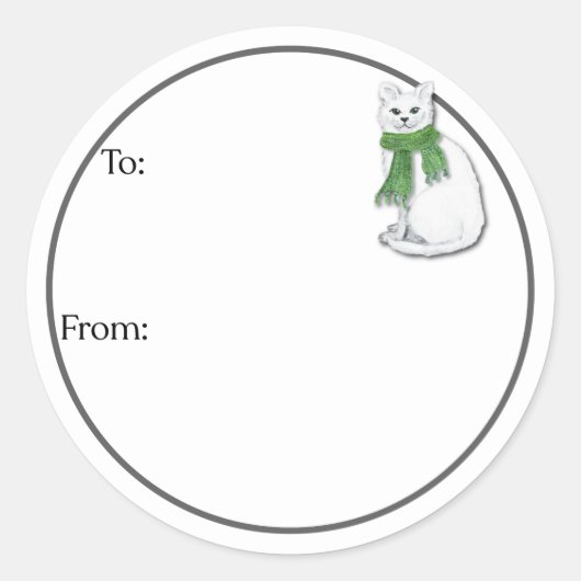 Winterkattensticker Ronde Sticker (Voorkant)