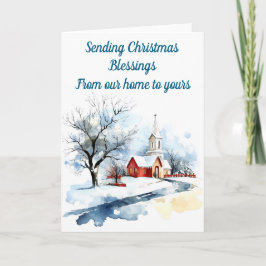 Winterkerk bewerkbare kerstkaart kaart