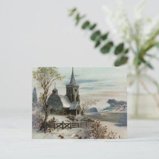 winterkerk briefkaart (Staand voorkant)
