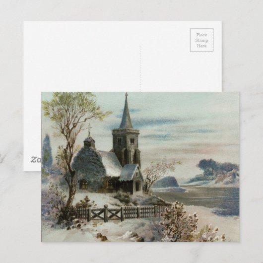 winterkerk briefkaart (Voorkant / Achterkant)