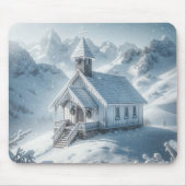 Winterkerk in de bergen muismat (Voorkant)