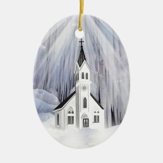 Winterkerk Keramisch Ornament (Voorkant)