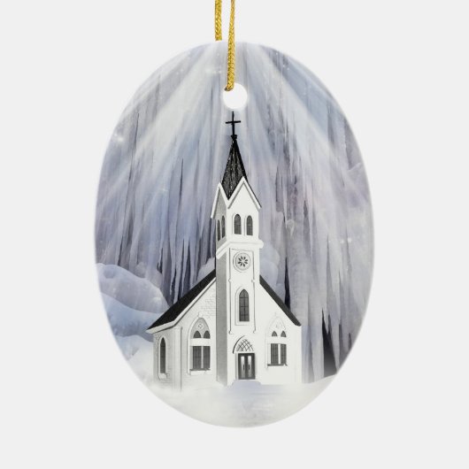 Winterkerk Keramisch Ornament (Achterkant)